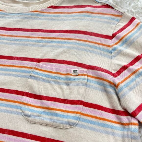 Billabong Striped Crop T-Shirt Top with Pocket Size Small - Picture 5 of 7